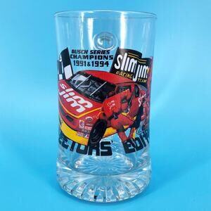 glass beer mug 1996 Slim Jim Racing Team NASCAR Busch Series